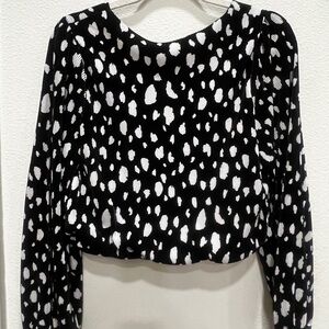 Black and White Polka Dot Women's Top